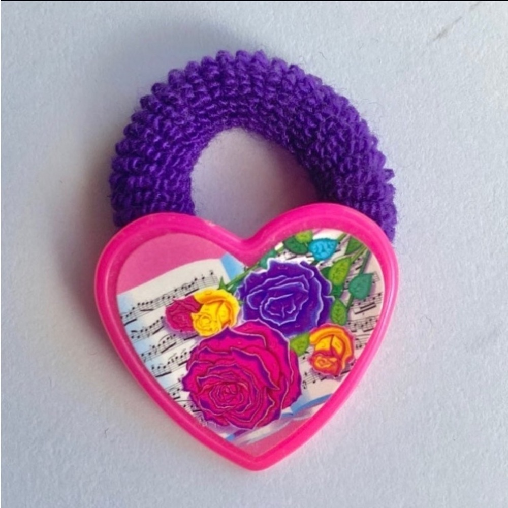 VTG Lisa Frank roses and sheet music hair tie